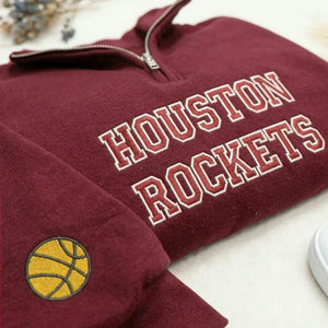 Personalized College Student Varsity Back to School Quarter Zip - Embroidered Retro Block Letter - Game Day Spirit Gift for Her