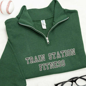 Personalized College Student Varsity Back to School Quarter Zip - Embroidered Retro Block Letter - Game Day Spirit Gift for Her