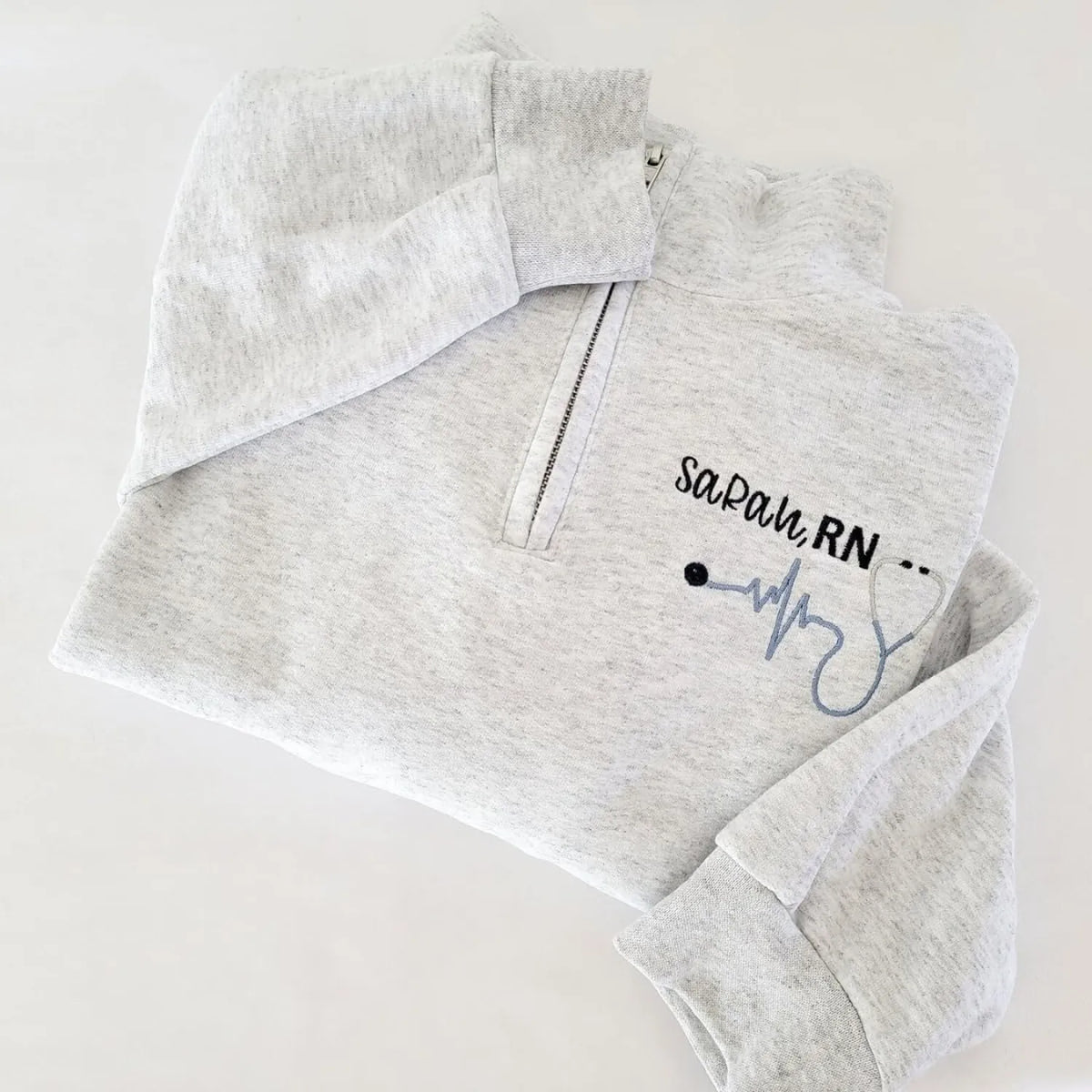 Custom Embroidered Title Nursing Quarter Zip Sweatshirt, Personalized Gift Nurse Week, Birthday or Christmas