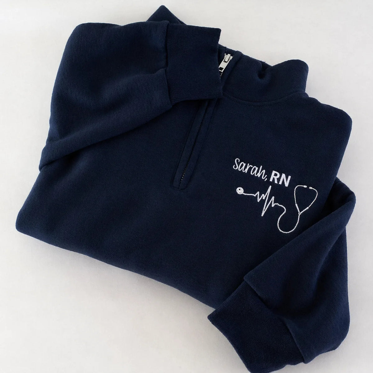Custom Embroidered Title Nursing Quarter Zip Sweatshirt, Personalized Gift Nurse Week, Birthday or Christmas
