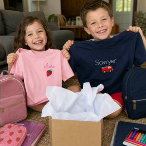 Personalized First Day of School Toddler T-shirt, Embroidered Kids Name Tee & Monogrammed Icon, First School Day