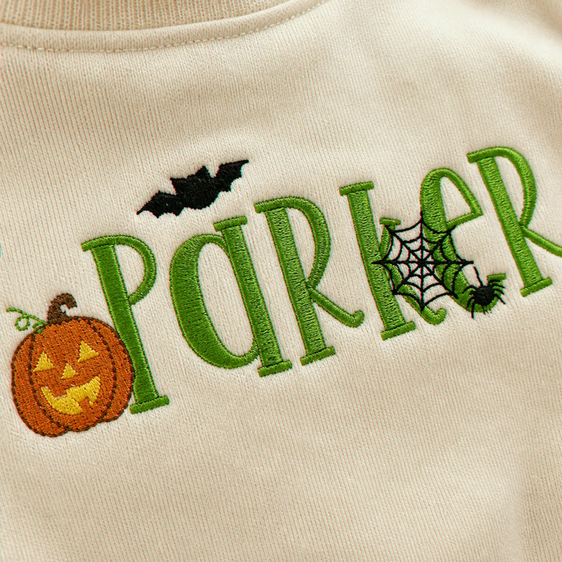 Personalized Halloween Sweatshirt for Toddler - Embroidered Name with Pumpkin Patch Pullover, Spooky Season Gift