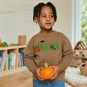 Personalized Halloween Sweatshirt for Toddler - Embroidered Name with Pumpkin Patch Pullover, Spooky Season Gift