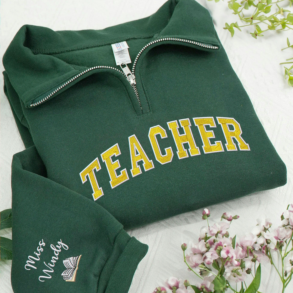 Personalized College Teacher Varsity Back to School Quarter Zip - Custom Embroidered Name & Year - School Spirit Gift for Her