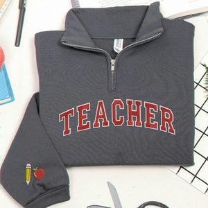 Personalized College Teacher Varsity Back to School Quarter Zip - Custom Embroidered Name & Year - School Spirit Gift for Her