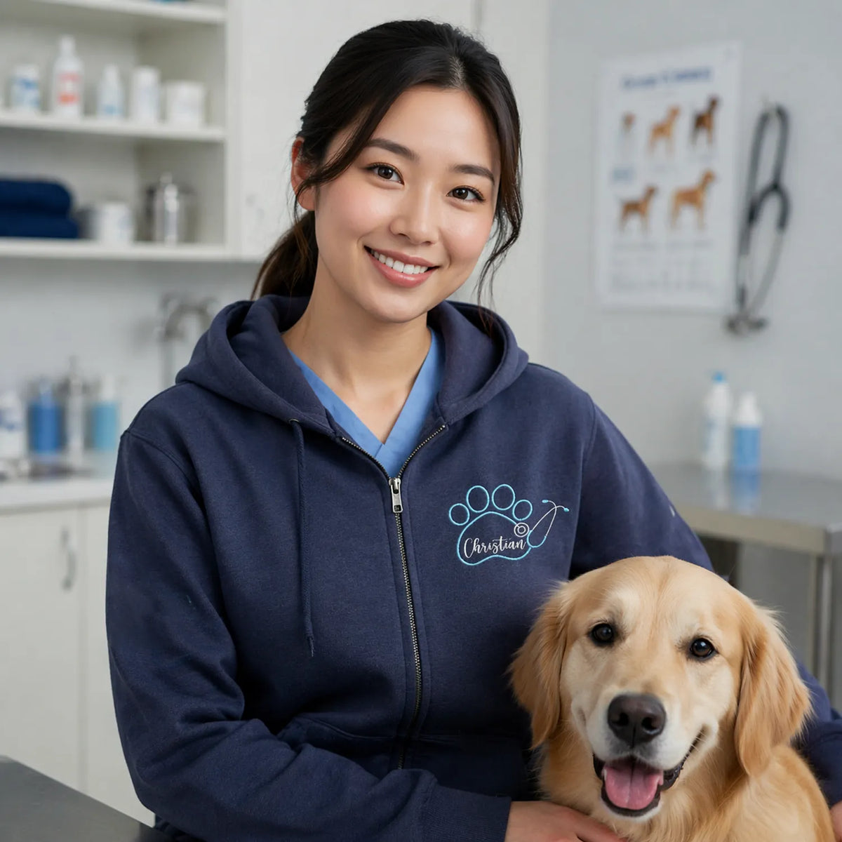 Personalized Paw Name Vet Tech Quarter Zip, Custom Veterinary Medicine Pullover, Staff Appreciation Week Gift