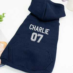 Custom Dog Name Number Hoodie, Embroidered Birthday Gift for Pet