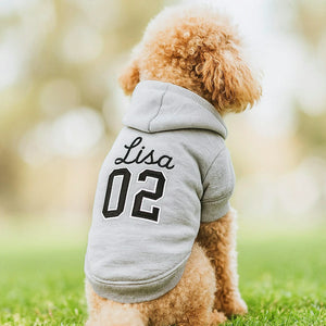 Custom Dog Name Number Hoodie, Embroidered Birthday Gift for Pet