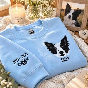 Custom Pet Memorial Embroidered Crewneck, Hoodie for Grieving Pet Owners