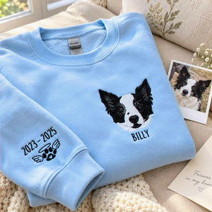 Custom Pet Memorial Embroidered Crewneck, Hoodie for Grieving Pet Owners