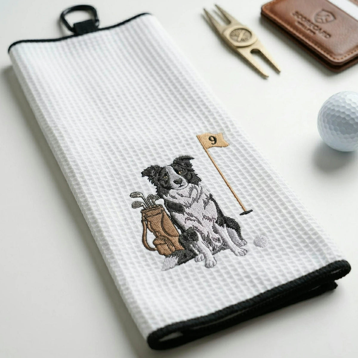 Custom Pet Photo Golf Towel - Embroidered Pet Portrait Towels with Dog Cat Face, Gift for Golf Lover