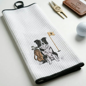 Custom Pet Photo Golf Towel - Embroidered Pet Portrait Towels with Dog Cat Face, Gift for Golf Lover