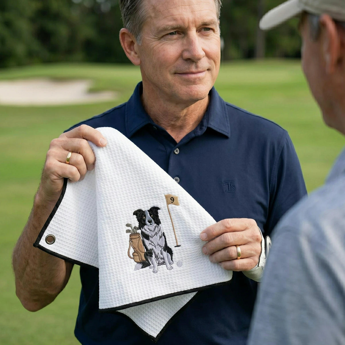Custom Pet Photo Golf Towel - Embroidered Pet Portrait Towels with Dog Cat Face, Gift for Golf Lover
