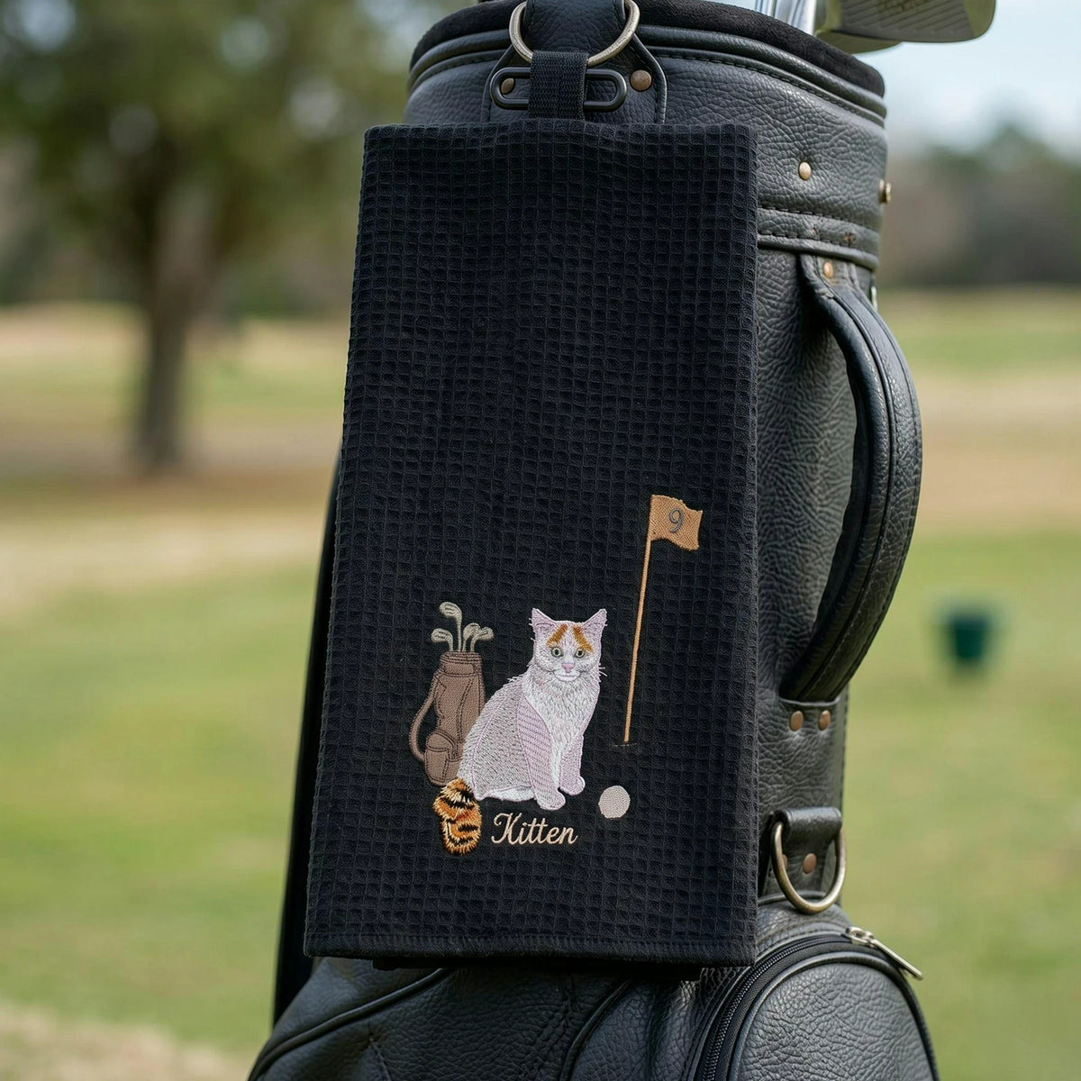 Custom Pet Photo Golf Towel - Embroidered Pet Portrait Towels with Dog Cat Face, Gift for Golf Lover
