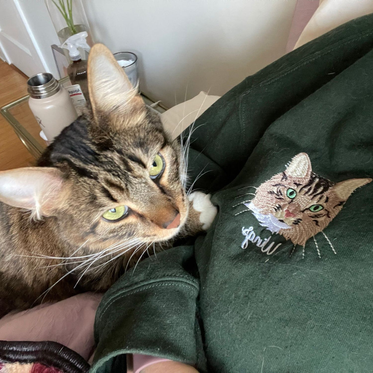 Custom Pet Portrait Embroidered Sweatshirt, Hoodie, Custom Pet Picture - Embroly