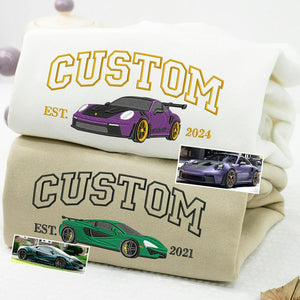 Custom White Car Gift with EST year, Gift for car guy