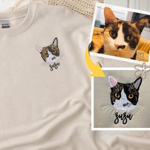 Personalized Cat Face from photo | Embroidered Sweatshirt, Hoodie