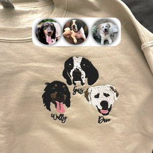 Custom Dog Dad Sweatshirt Embroidered Pet Face Name Portraits Photo on Sleeve