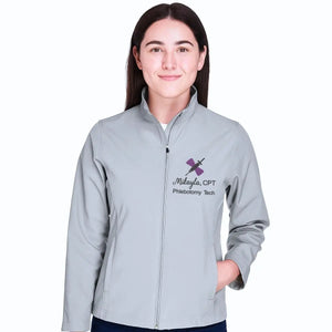 Custom embroidered phlebotomist jacket with name and professional title
