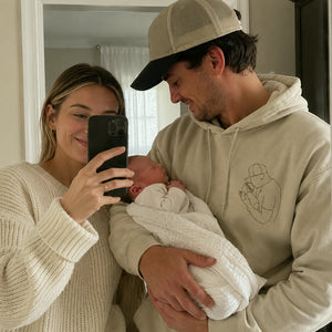 Personalized Photo Outline Gift for Dad Embroidered Crewneck Sweatshirt, Hoodie