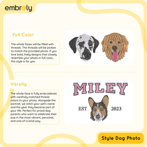 Custom Pet Embroidery Hoodie, Sweatshirt with Your Pet's Portrait Photo, Unique Gift for Pet Lovers