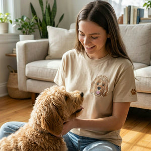 Custom Embroidered Dog Mom Shirt with Picture, Poodle Mom Shirt, Womens Clothing Gift for Wife