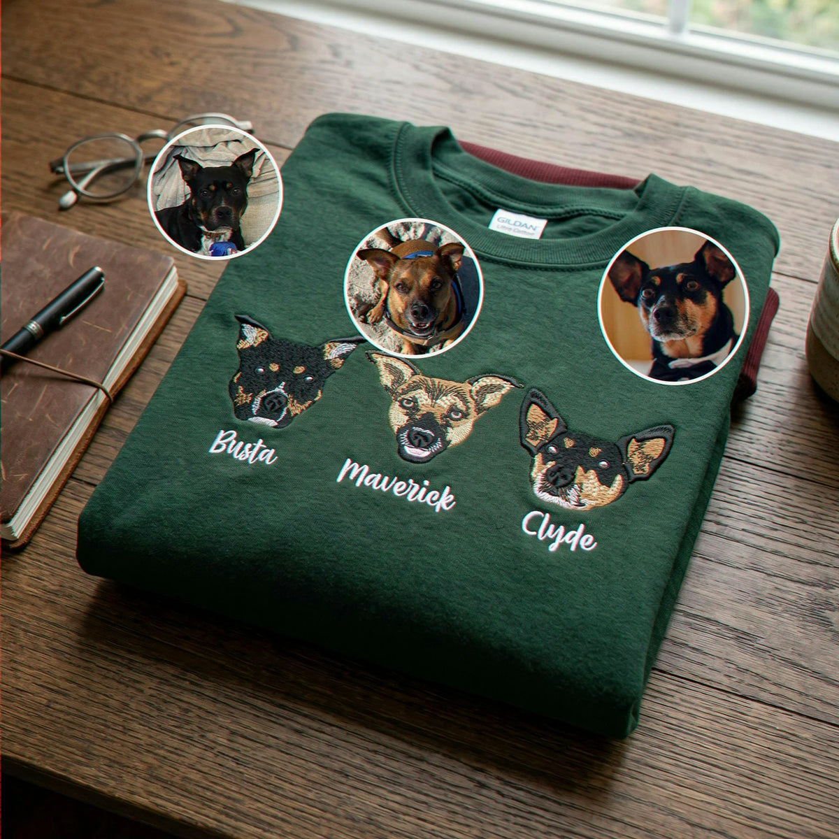 Custom Embroidered Dog Mom Shirt with Picture, Poodle Mom Shirt, Womens Clothing Gift for Wife