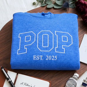 Personalized dad hoodie with kids names embroidered on sleeve custom pop est sweatshirt for father gift