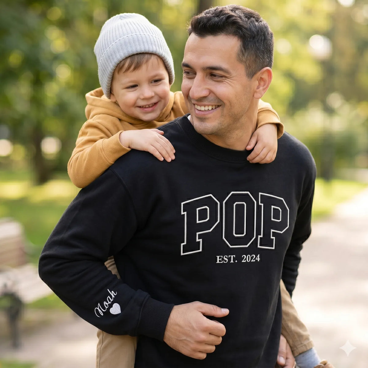 Personalized dad hoodie with kids names embroidered on sleeve custom pop est sweatshirt for father gift