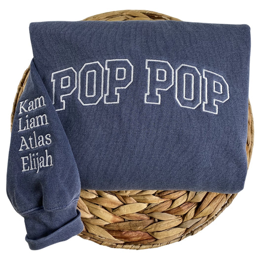 Pop Pop Sweatshirt / Hoodie, Custom Embroidered Grandpa Gifts for Birthday & Christmas