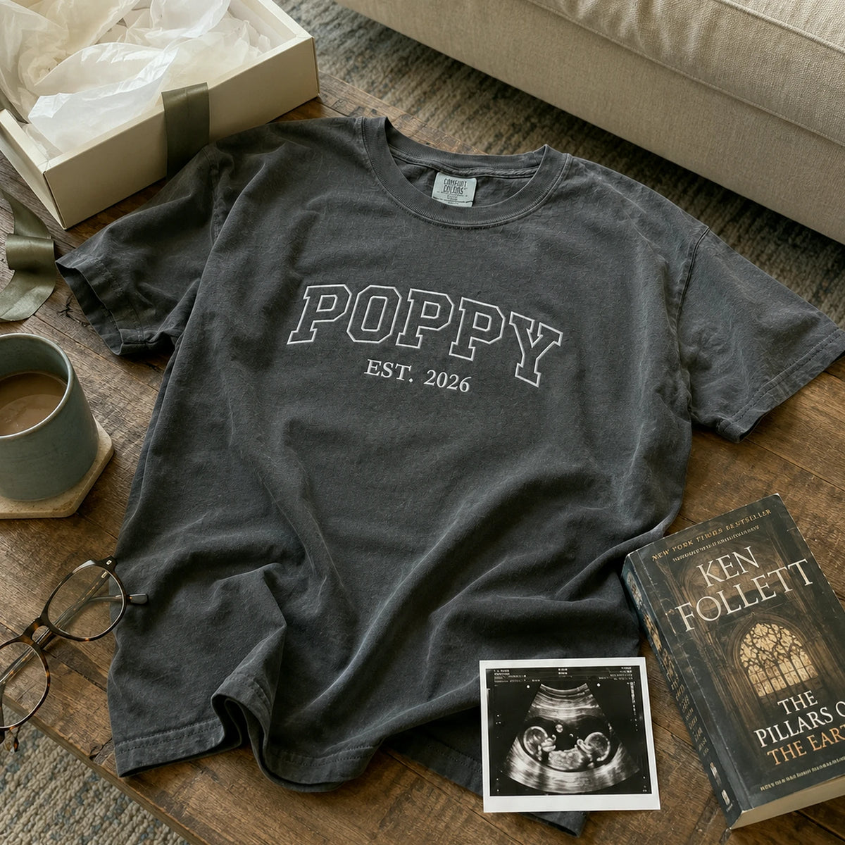 Poppy T-Shirt or Sweatshirt Embroidered for New Grandpa - Southern Father's Day Gift from Daughter or Granddaughter