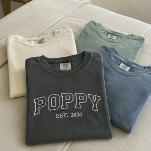 Poppy T-Shirt or Sweatshirt Embroidered for New Grandpa - Southern Father's Day Gift from Daughter or Granddaughter