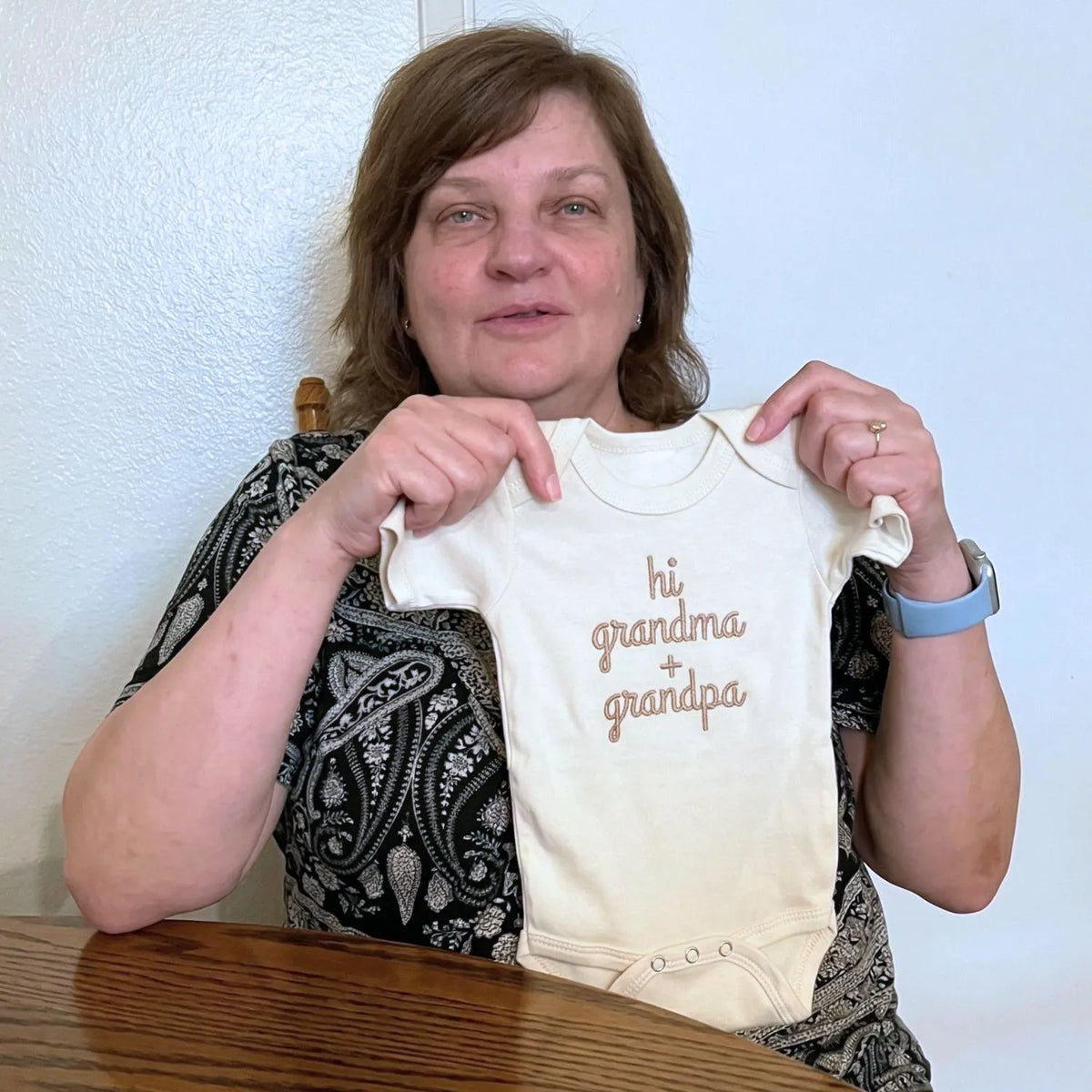 embroidered hi grandma and grandpa baby onesie pregnancy reveal gift outfit