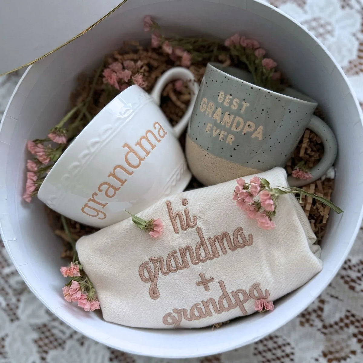 embroidered hi grandma and grandpa baby onesie pregnancy reveal gift outfit