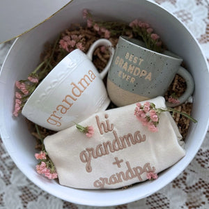 embroidered hi grandma and grandpa baby onesie pregnancy reveal gift outfit