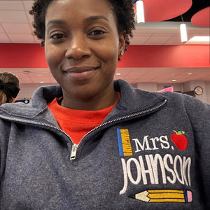 Personalized Daycare Gift for Your Daughter’s Favorite Teacher - Custom Name & Title Embroidered Quarter Zip Pullover