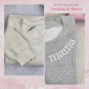 Mama Embroidered Sweatshirt - Personalized Gift for Moms, Hers - Kids Names on Sleeve