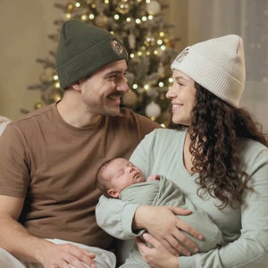 Custom Mom Dad Portrait Beanie, Embroidered Photo Knit Hat for New Mom Dad, Matching Family Christmas Gifts