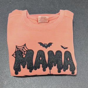 Mama Halloween Glitter Sweatshirt, Embroidered Spooky Mama Halloween Crewneck, Autumn Gift