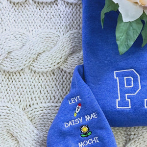 Personalized Papa Sweatshirts Hoodie with Name of Child, Dad EST 2024 Crewneck embroidered