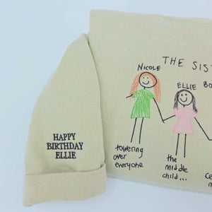 Custom Embroidered Gifts for Mom Grandmother, Children's Drawing Art Work Embroidered Sweatshirt or Hoodie