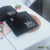 Custom embroidered Mr and Mrs sweatshirt with personalized initials on sleeve, matching newlywed outfit
