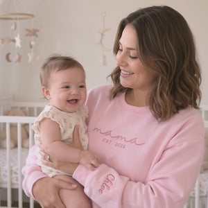 First Mother’s Day Gift - Personalized Mama Embroidered Sweatshirt for New Mom