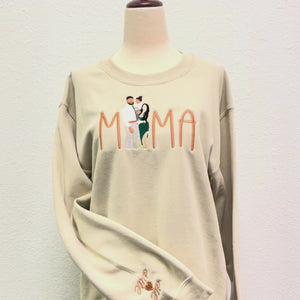 Mom Portrait Sweatshirt or Hoodie from Embroidered Photo, Meaningful Gifts for Mother's Day