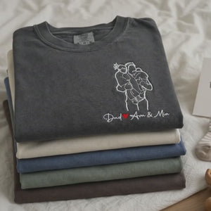 Custom Dad and Kids Photo Portrait T-Shirt or Sweatshirt - Personalized Father's Day Gift for Him