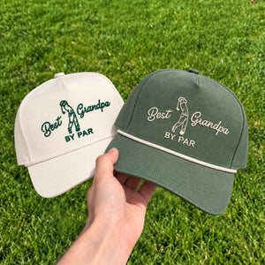 Embroidered Best Grandpa By Par Rope Cap, Birthday Gift for Golf Grandpa, New Grandpa Hat