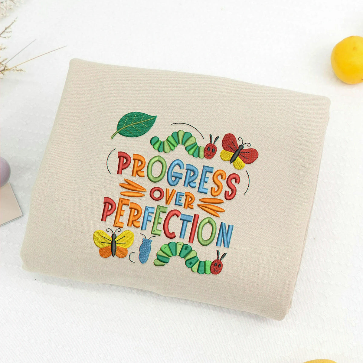 Embroidered Progress Over Perfection Sweatshirt for Special Education Teacher, BCBA Gift