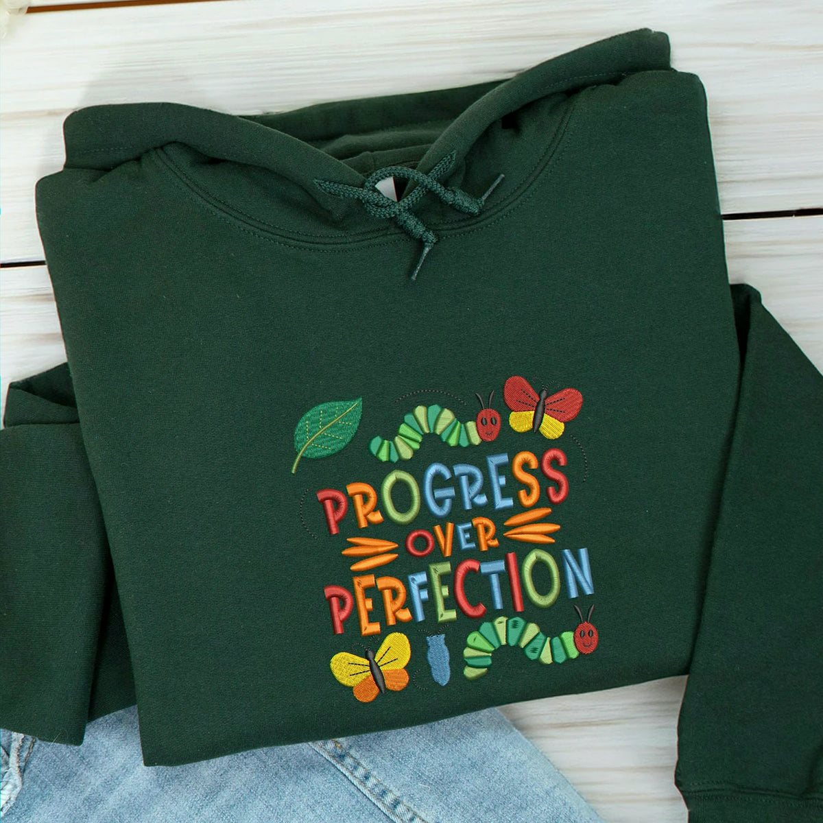 Embroidered Progress Over Perfection Sweatshirt for Special Education Teacher, BCBA Gift