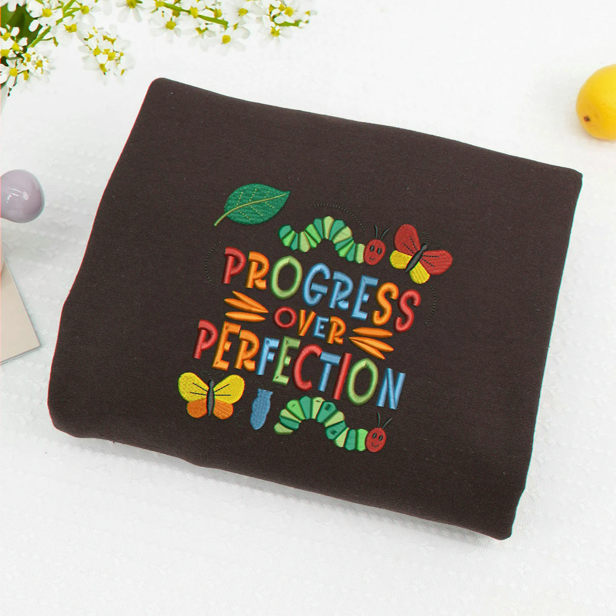 Embroidered Progress Over Perfection Sweatshirt for Special Education Teacher, BCBA Gift