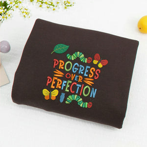 Embroidered Progress Over Perfection Sweatshirt for Special Education Teacher, BCBA Gift